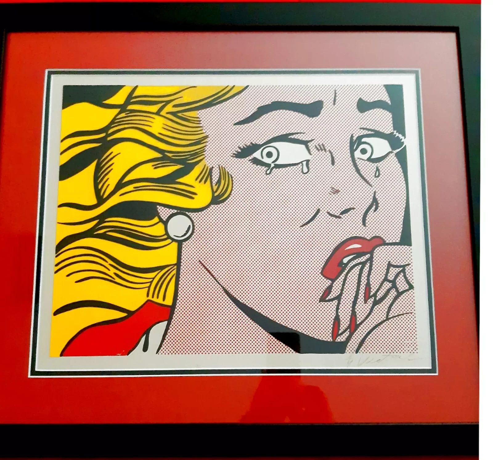 Roy Lichtenstein’s Crying Girl Lithograph, beautifully framed and SIGNED