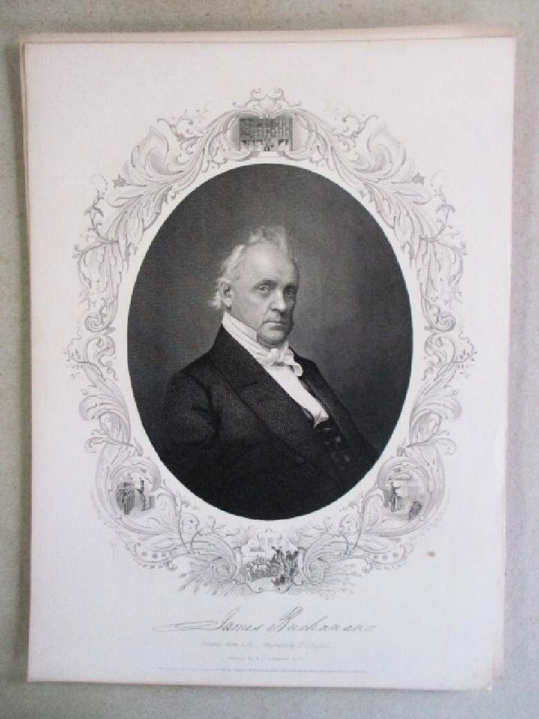 Vtg Print, JAMES BUCHANAN, C.1870, 11 ” x 8 1/2″, #3