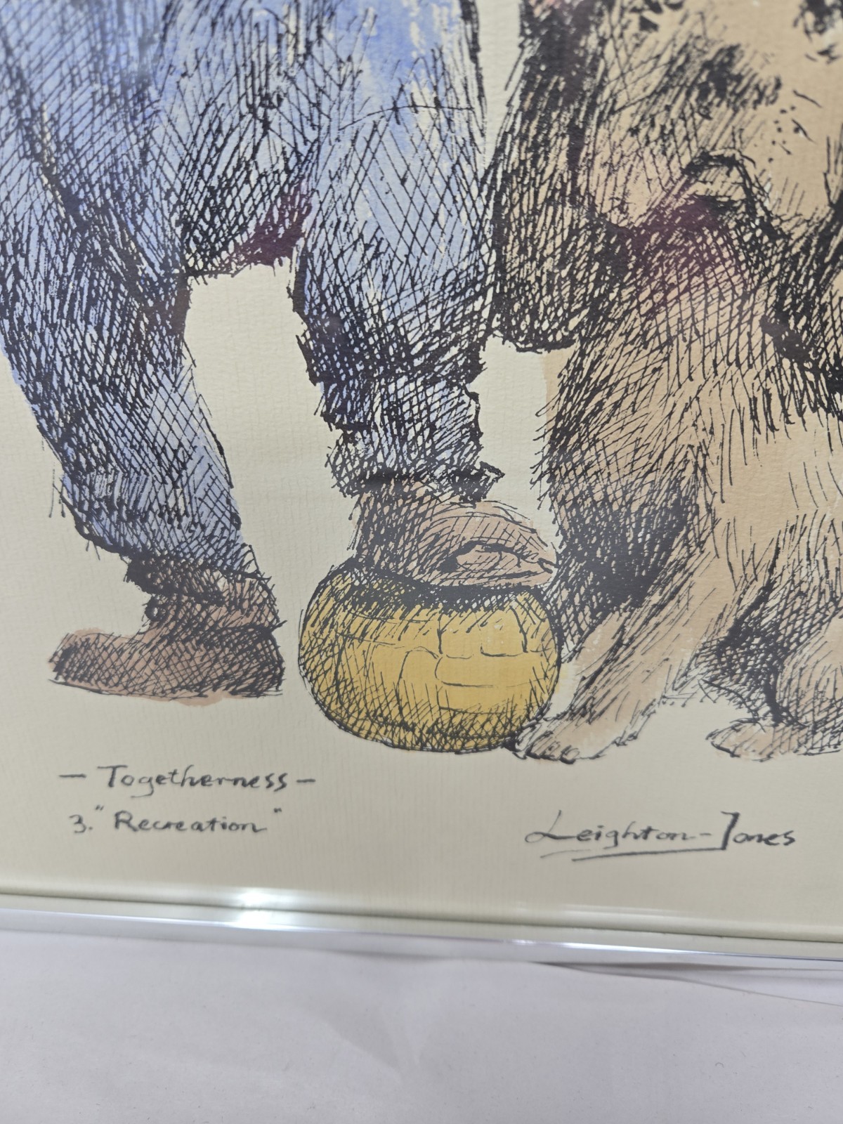 Barry Leighton Jones lithograph Out To Play Children Dog Togetherness Recreation