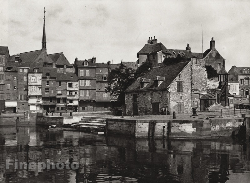1927 Vintage FRANCE Honfleur Seine Village Town Landscape Photo Art By HURLIMANN