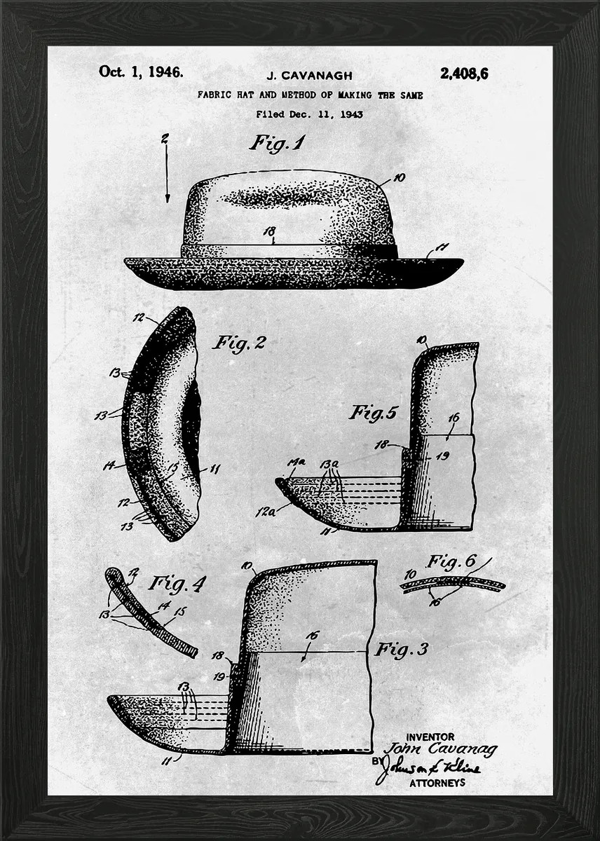 No276 Fabric hat Framed Wall Art Poster Canvas Print Picture
