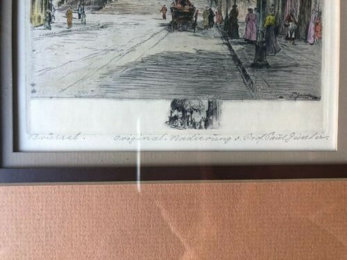 1920 Paul Geissler 1881-1965 Color Etching of Cathedral St. Michael Signed