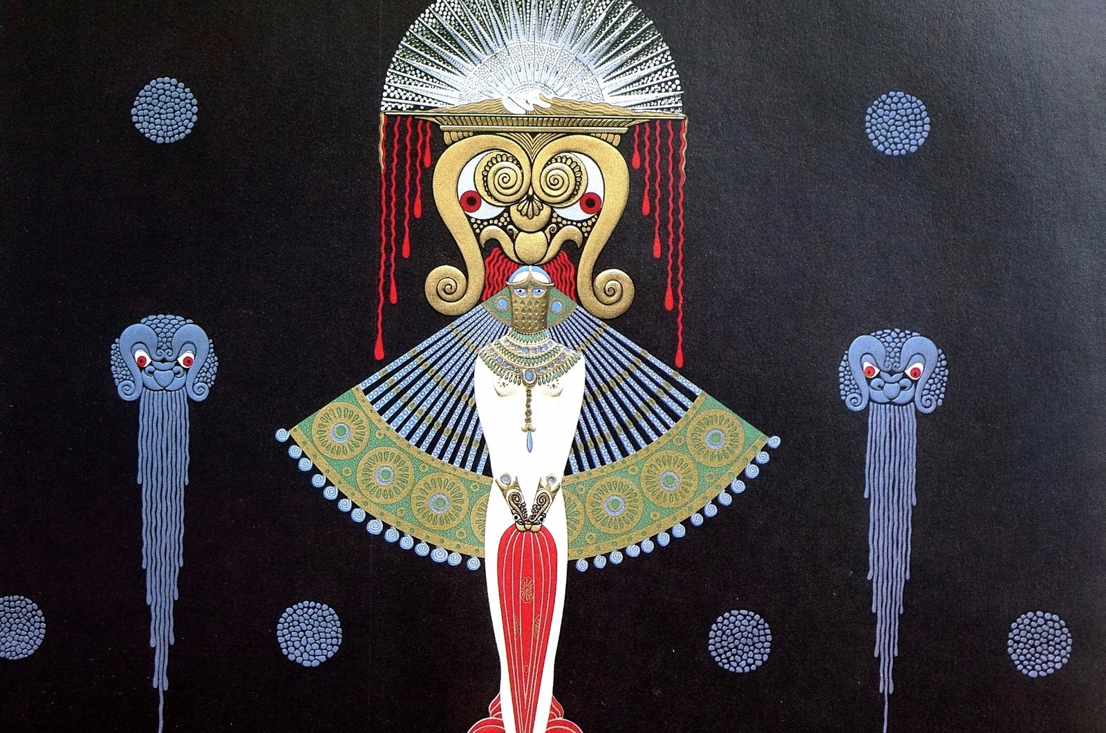 Erte Matted Print 1982 SALOME Oriental Lady BIG HEADRESS Art Deco Illustration