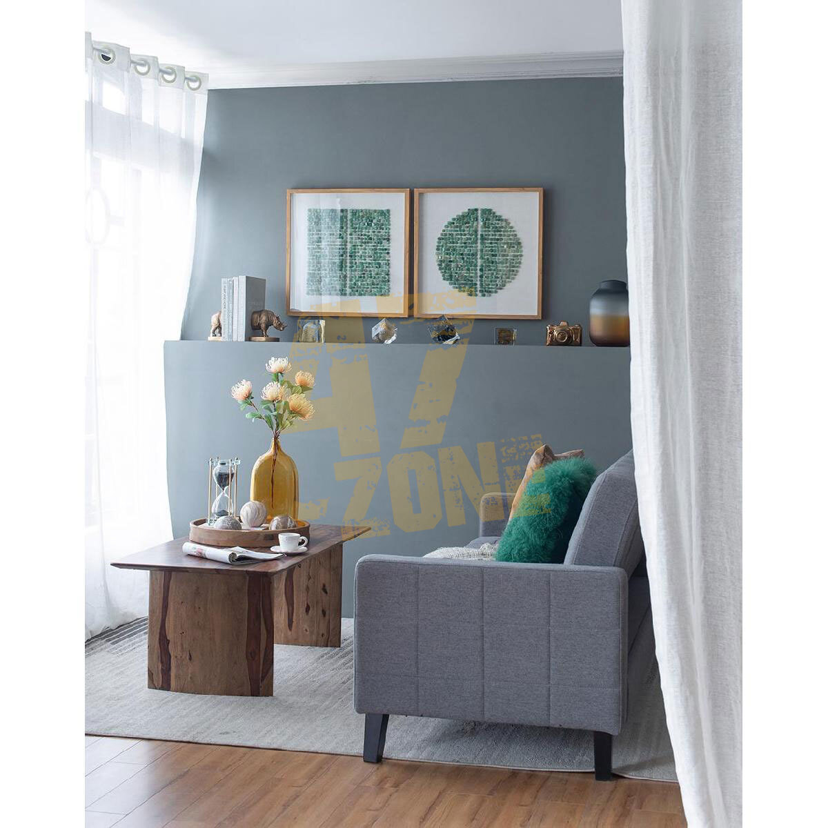 S/2 Elos Stone Shadow Boxes Wall Art Decor Green Ivory Indoor Outdoor Living