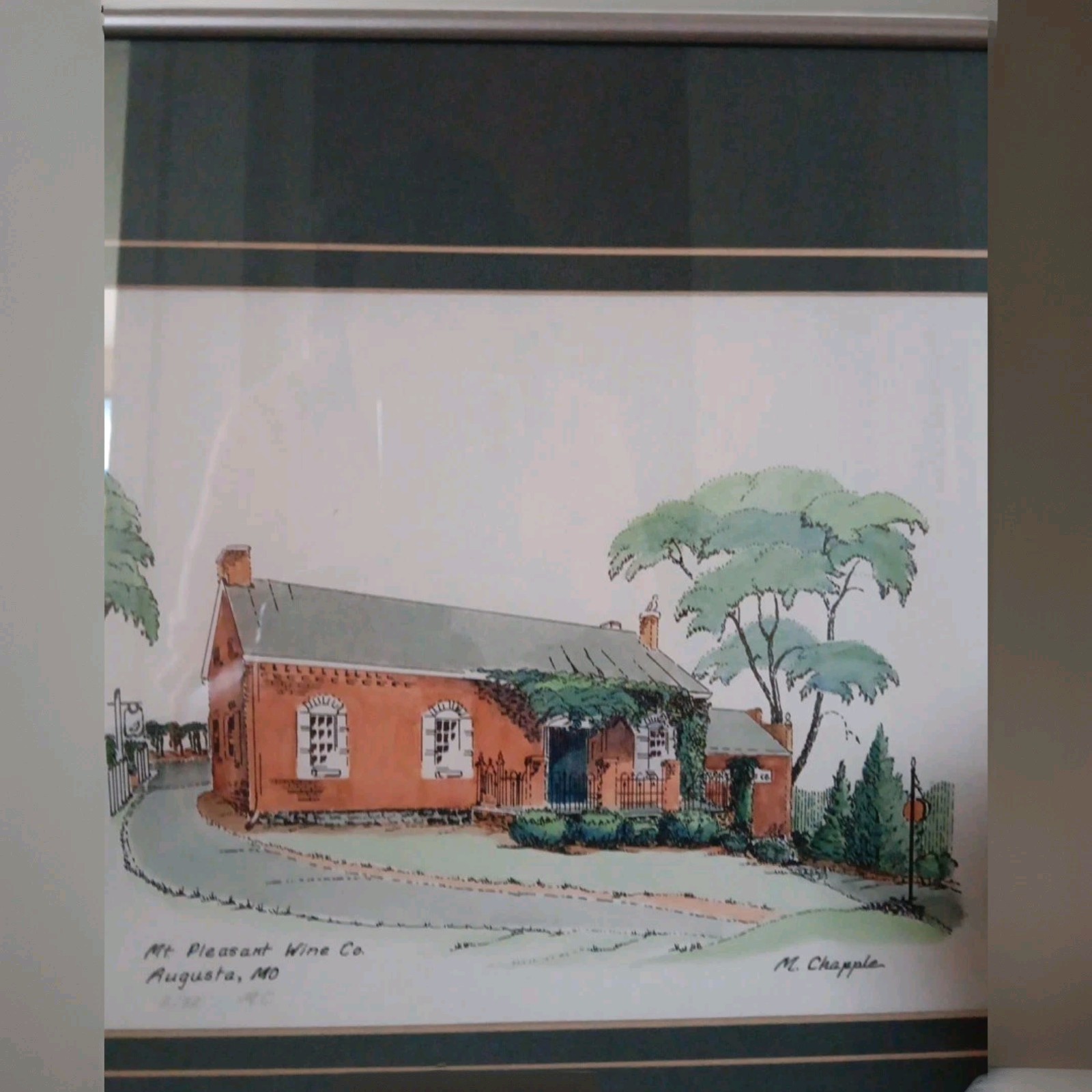 Chapple Print Mt. Pleasant Wine Co. Augusta, MO Limited Edition 9/32 Art VTG