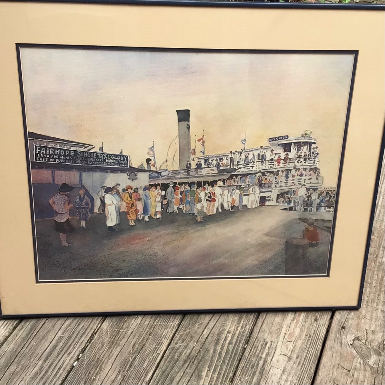 Vintage Art Print of the Delta Queen Steamboat circa 1902 Mobile Alabama