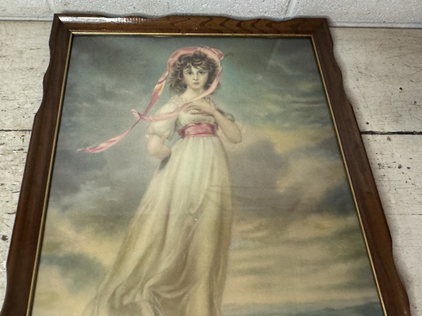 Vintage Woman PINKIE After Sir Thomas Lawrence Litho Print Framed 22”x18”