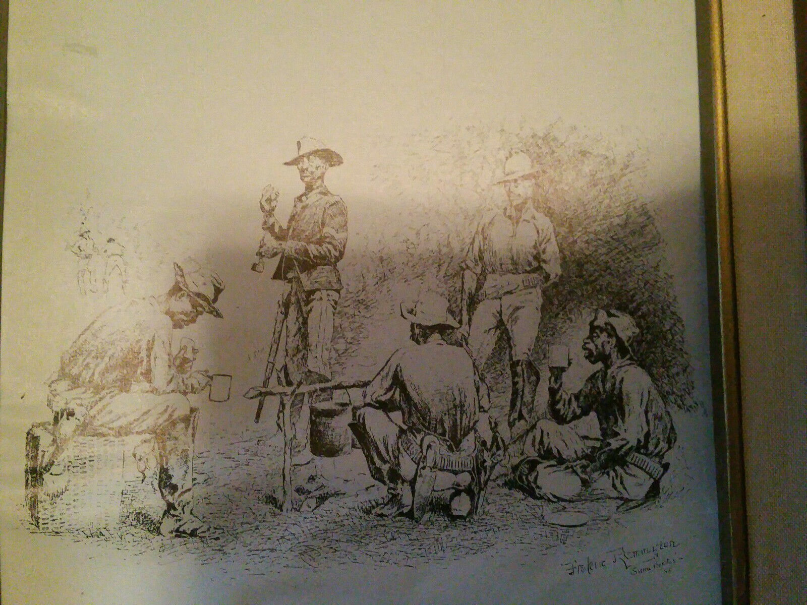 A Scout with the Buffalo Soldiers Camp Print By Frederick Remington Framed MLM