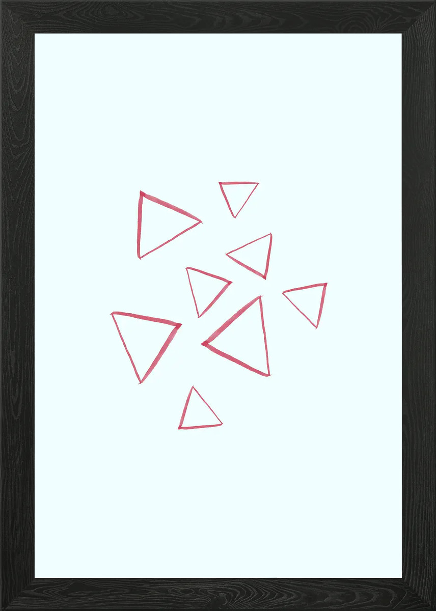 Red Ink Triangles Framed Wall Art Poster Canvas Print Picture