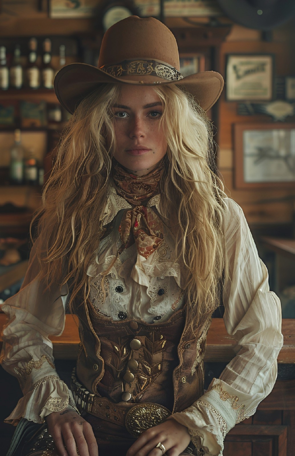Cowgirl Antique Ruffles 4×6 Art Print Vintage Western Bar UR100313