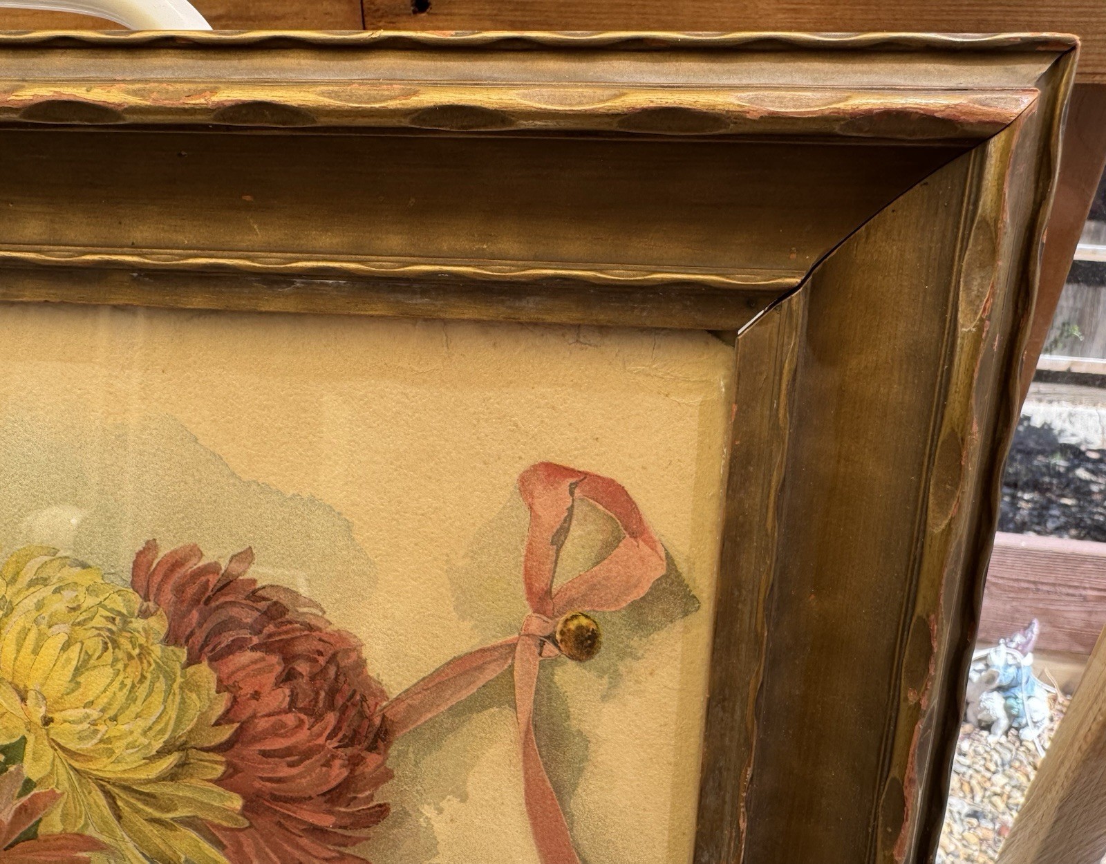 Antique Paul de Longpre Framed ORIGINAL 1895 PRINT Bouquet of Chrysanthemums