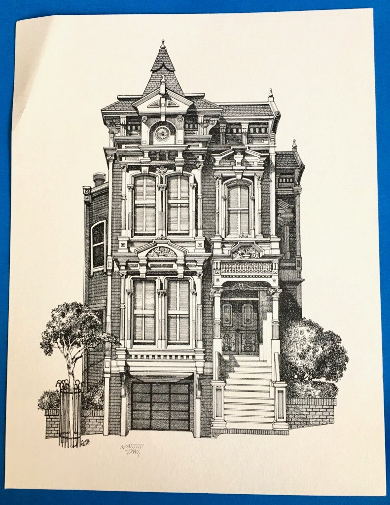 Art Print San Francisco Victorian Home Pen & Ink By Martin Tang