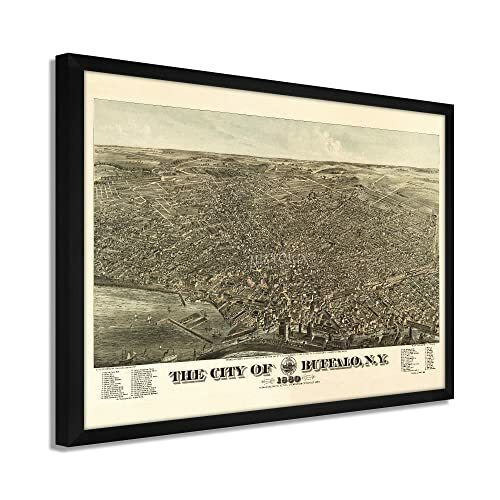 1880 Buffalo New York Map – Framed Vintage City of Buffalo Wall Art Poster