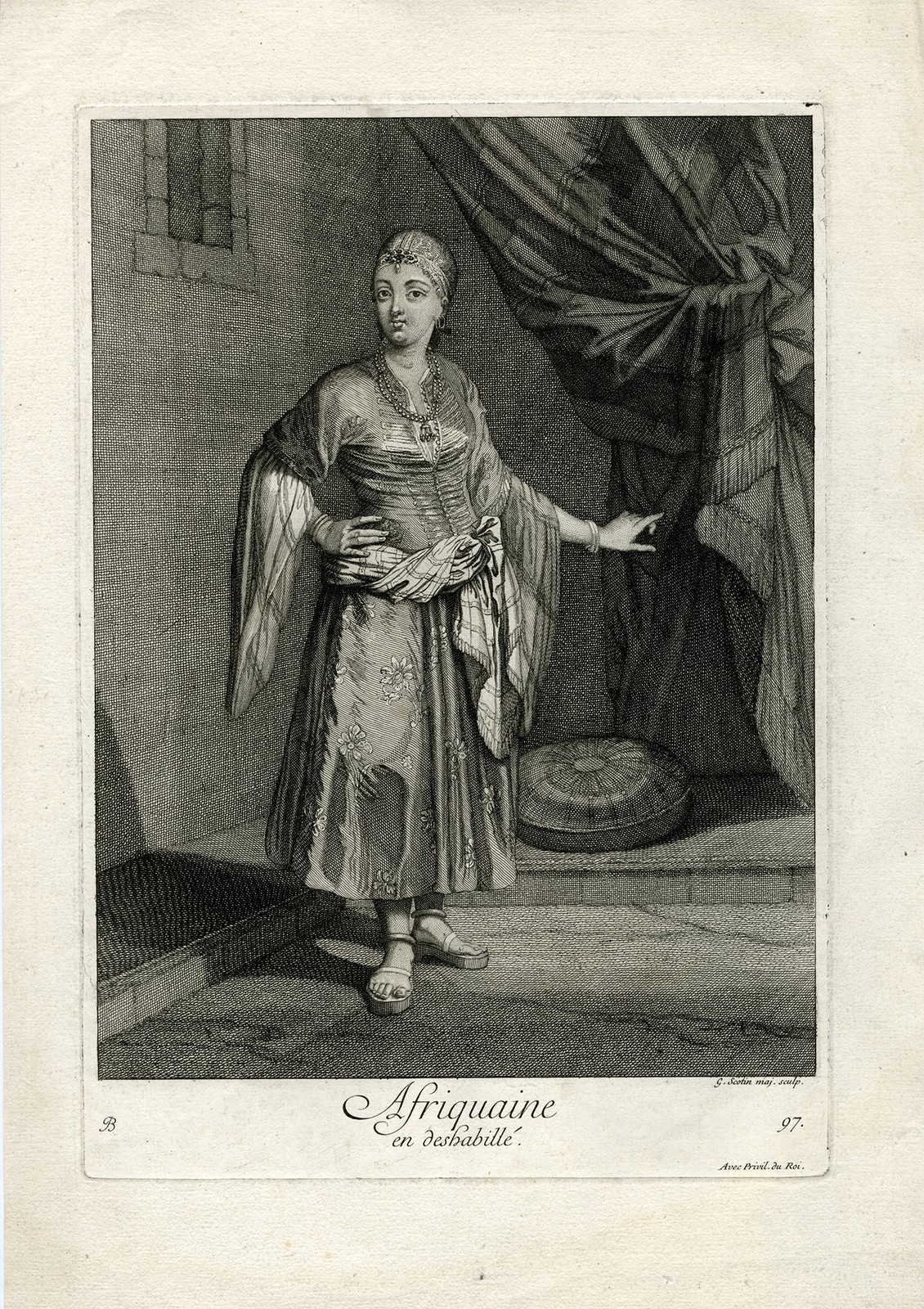 Antique Master Print-AFRICAN WOMAN-OTTOMAN EMPIRE-LEVANT-Scotin-Vanmour-1714