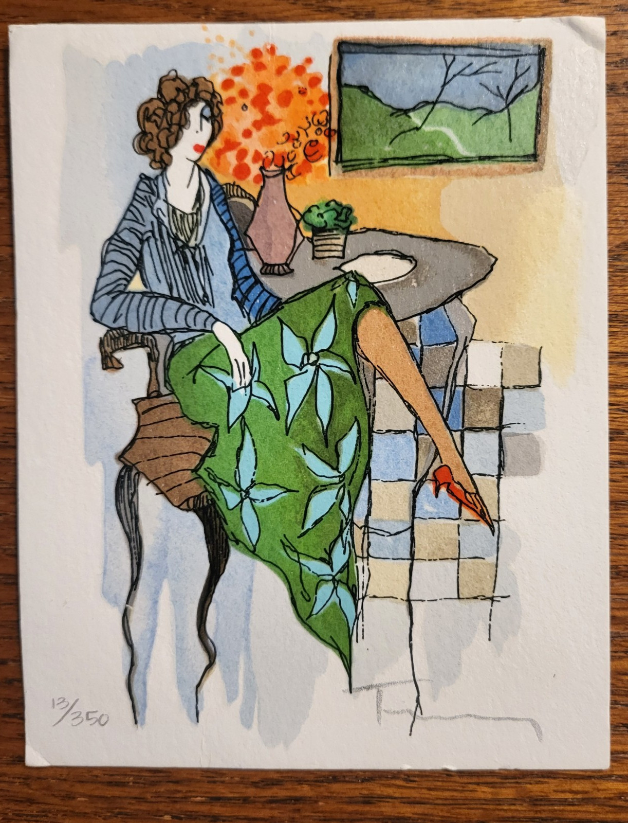 Ttzchak Tarkay “Women at Table” Signed 13/350 Measures 4″x5″
