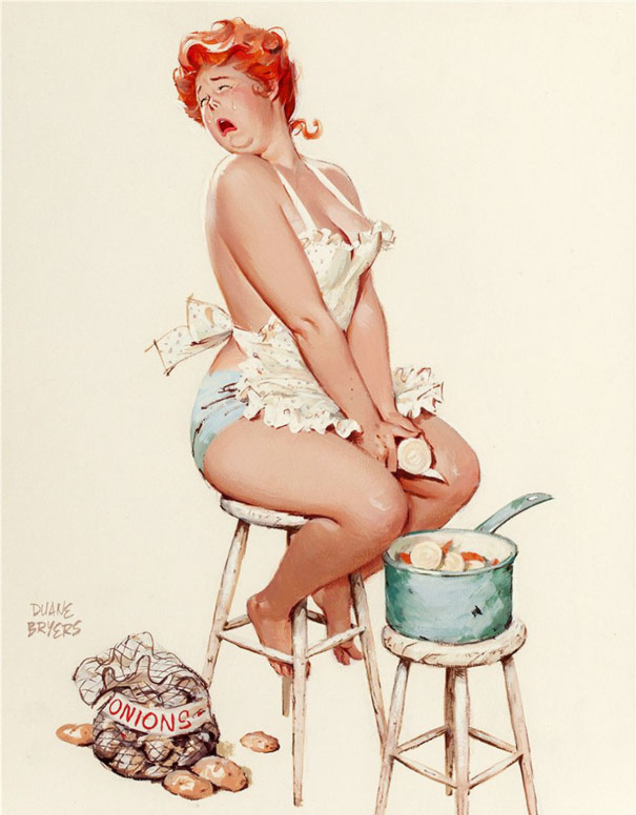 Print – Duane Bryers’ plump and pretty Hilda – Peeling Onions