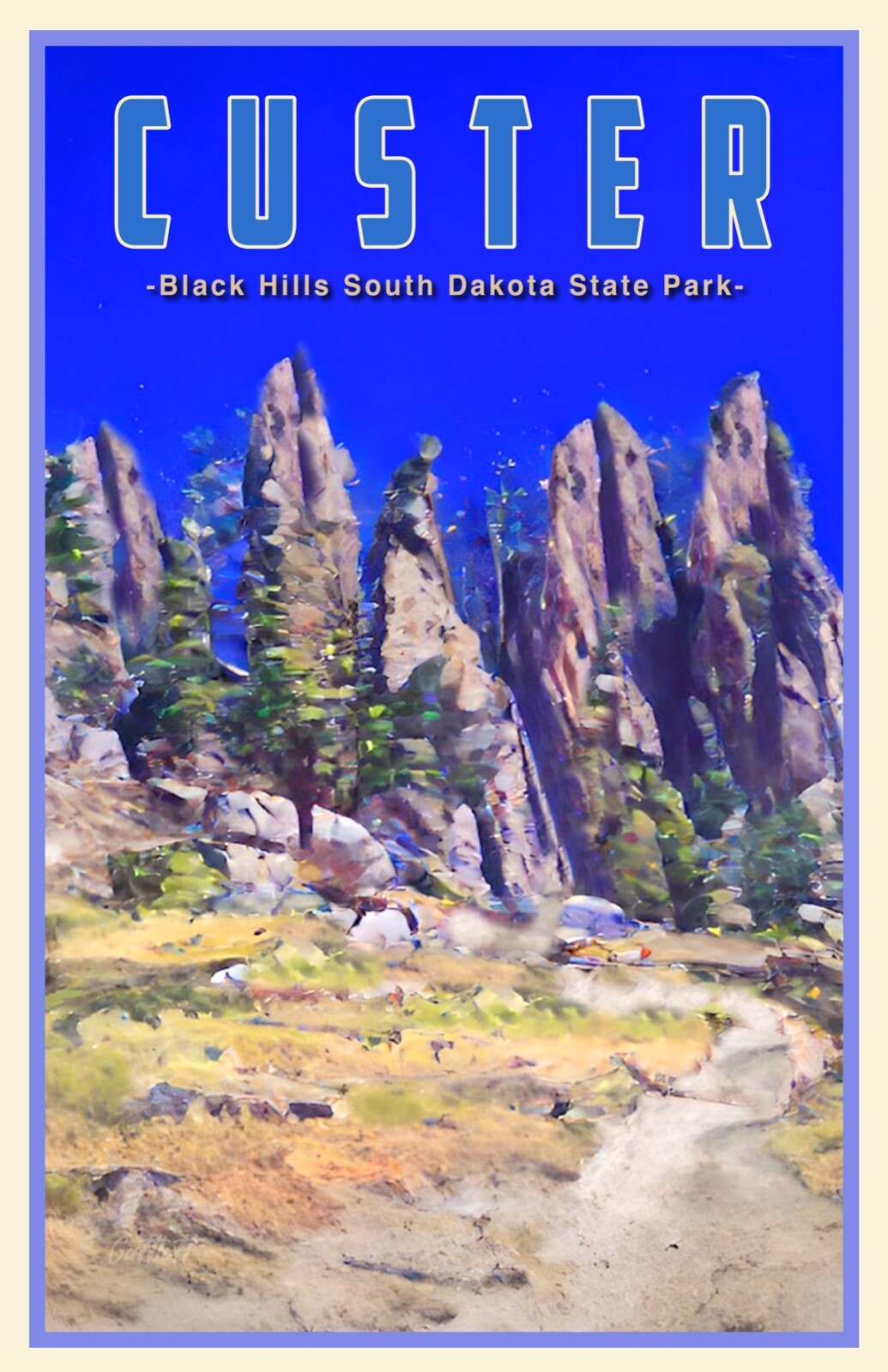 CUSTER STATE PARK SOUTH DAKOTA Travel Poster: 11×17 signed Black Hills