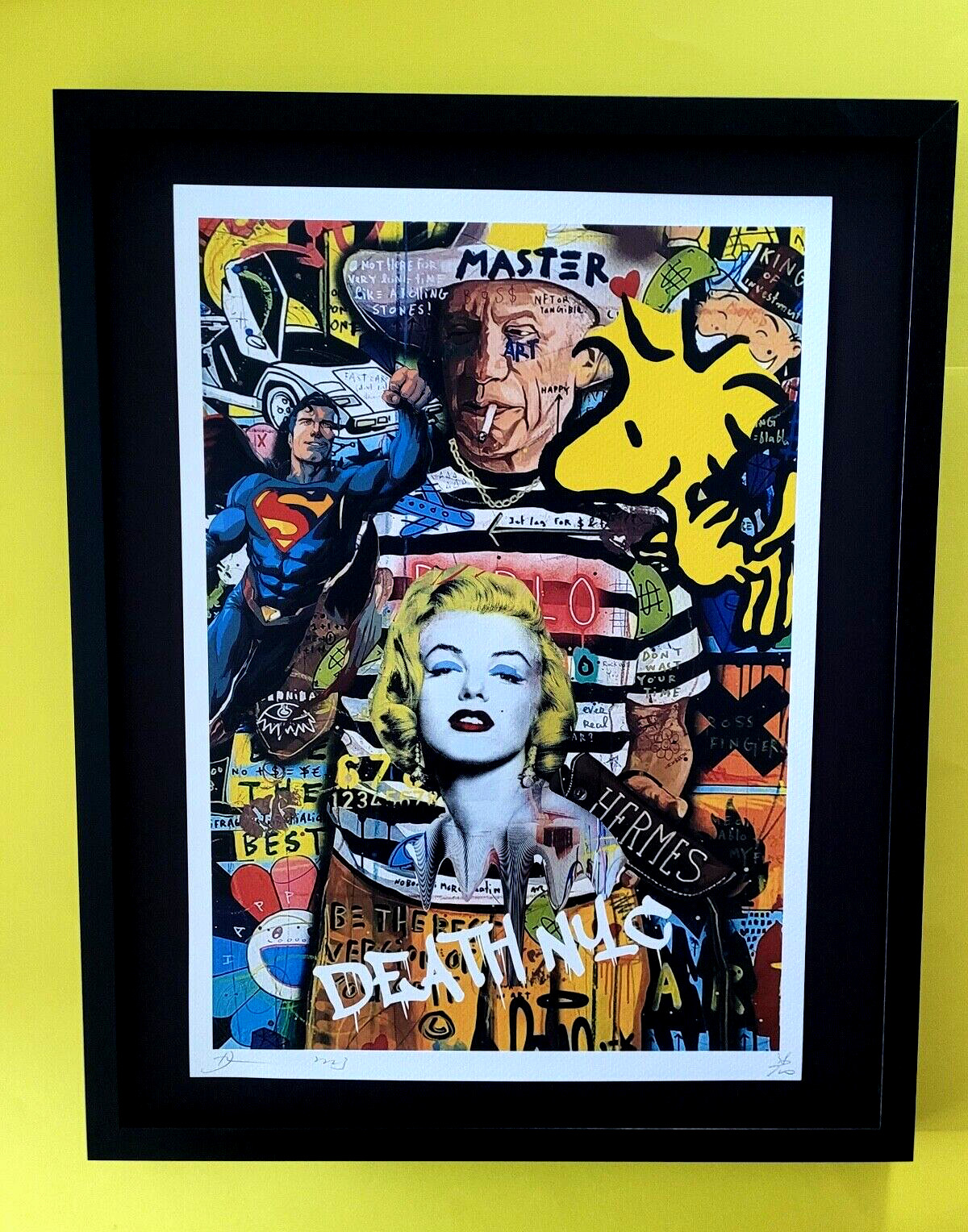 🔥 Death NYC Large Framed 16x20in Certified COA Graffiti Picasso Mr Brainwash 2
