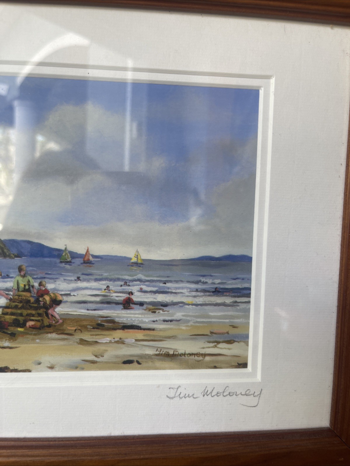 Irish Beach & Fastnet Lighthouse TIM MALONEY Framed SIGNED Art PRINTs Ireland
