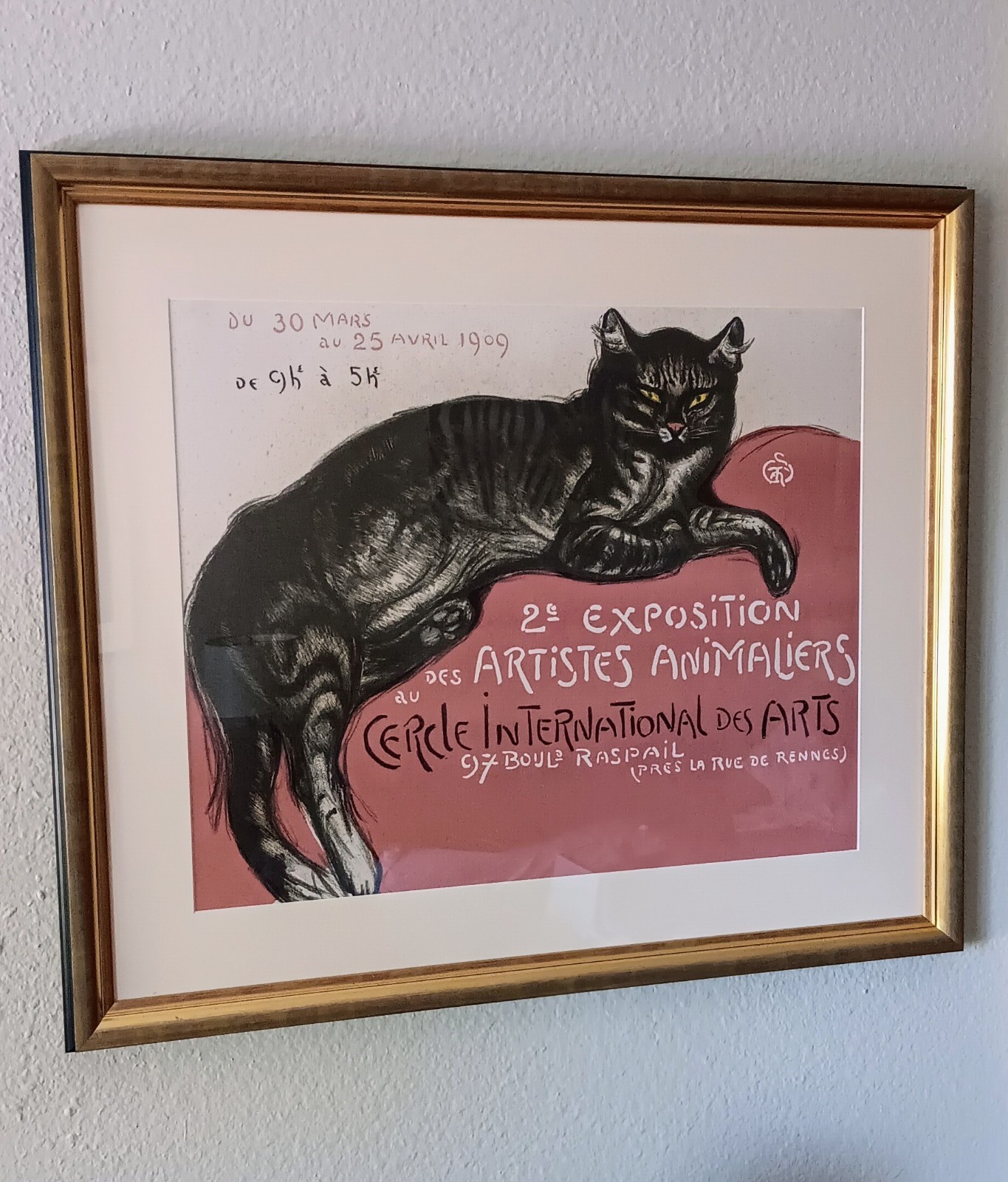 Theophile Steinlen, Cats Exhibition 1909 Cercle Int. Of Arts Lithograph w/Stamp