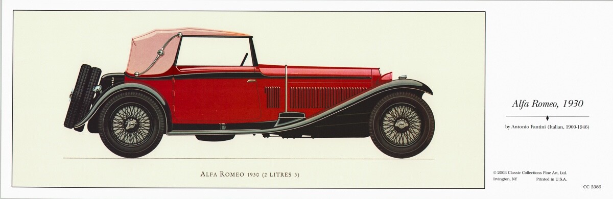 Antonio Fantini Antique Cars Alfa Romeo 1930 Delage 1933 Set of 2 20×6.5 in