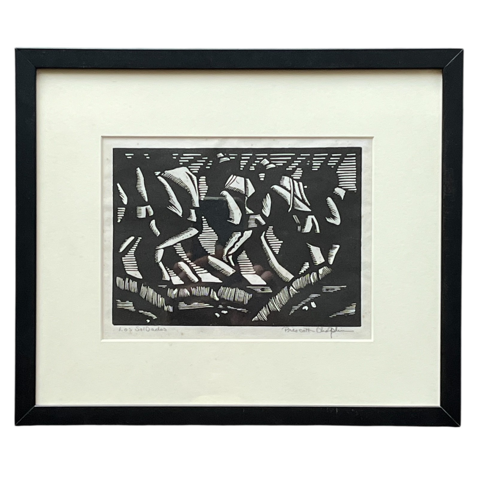 Prescott Chaplin (1897-1968) Los Sol Dados Woodcut Block Print USA Calif. c1930