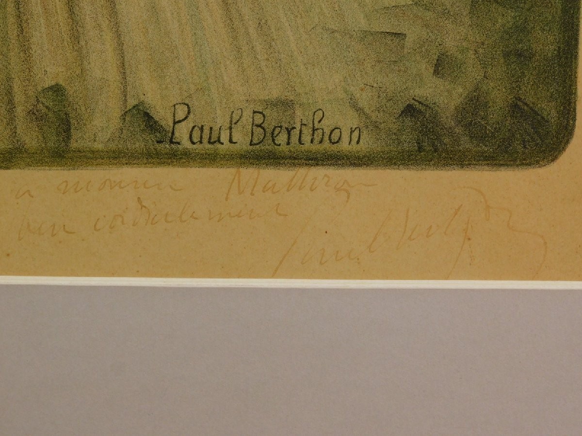 PAUL BERTHON Signed Lithograph Print H27.8×W25.5 in Art Nouveau Rare Decorative