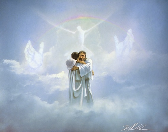 Danny Hahlbohm REUNION 8×10 print, Jesus embraces man in heaven – Welcome Home