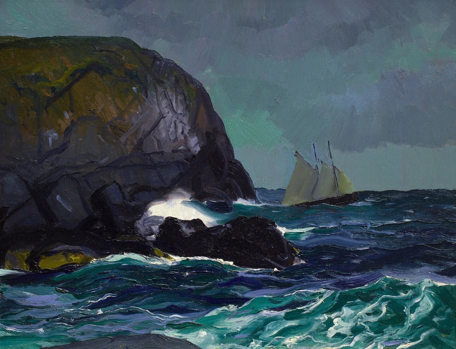 George Bellows – Beating Out to Sea (1913) Sail Ship VINTAGE poster print Decor