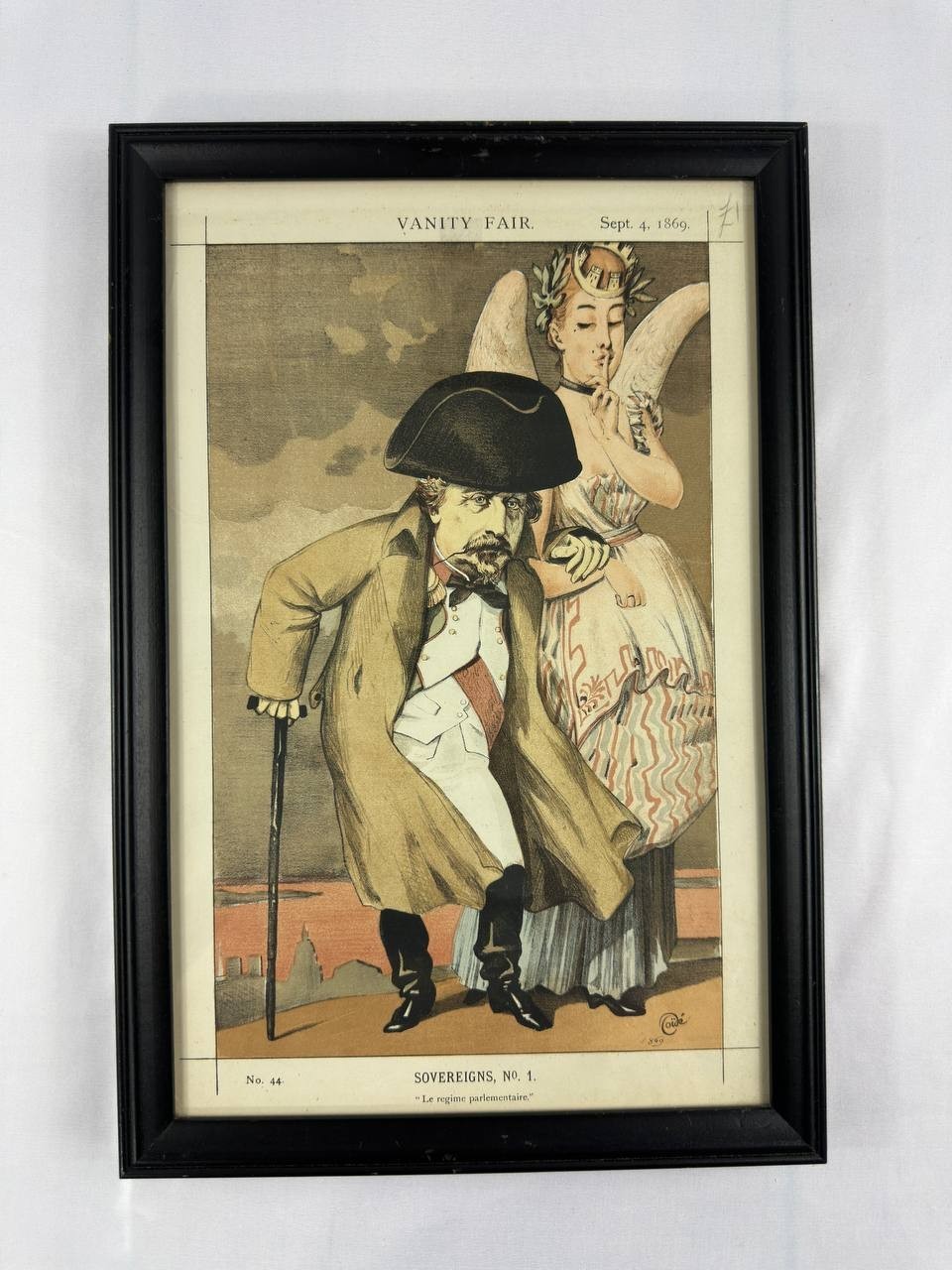 Antique 1869 Vanity Fair Caricature Napoleon 3 Emperor of the French Lithograph