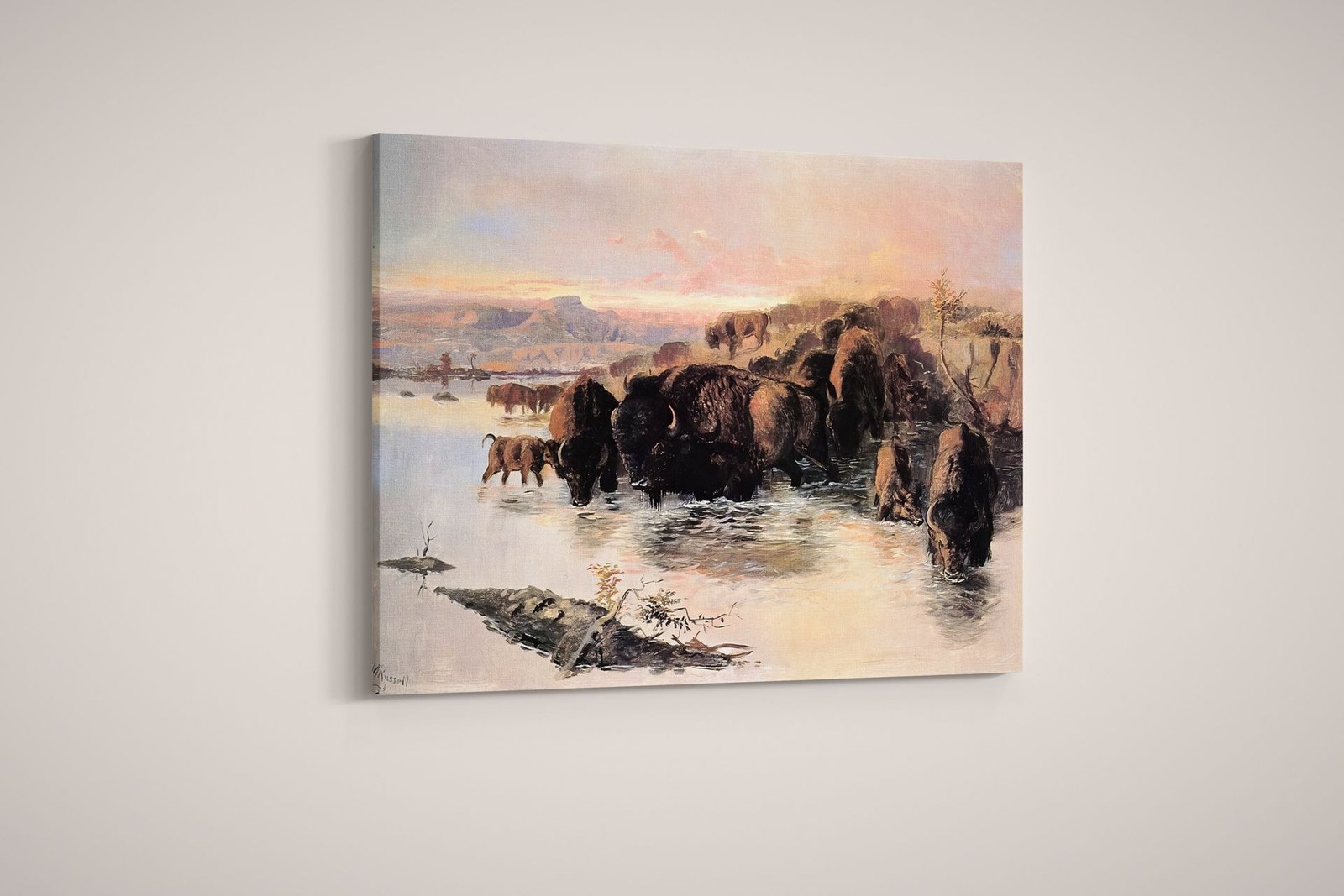 Charles Marion Russell – The Buffalo Herd – Art Print on Paper or Canvas