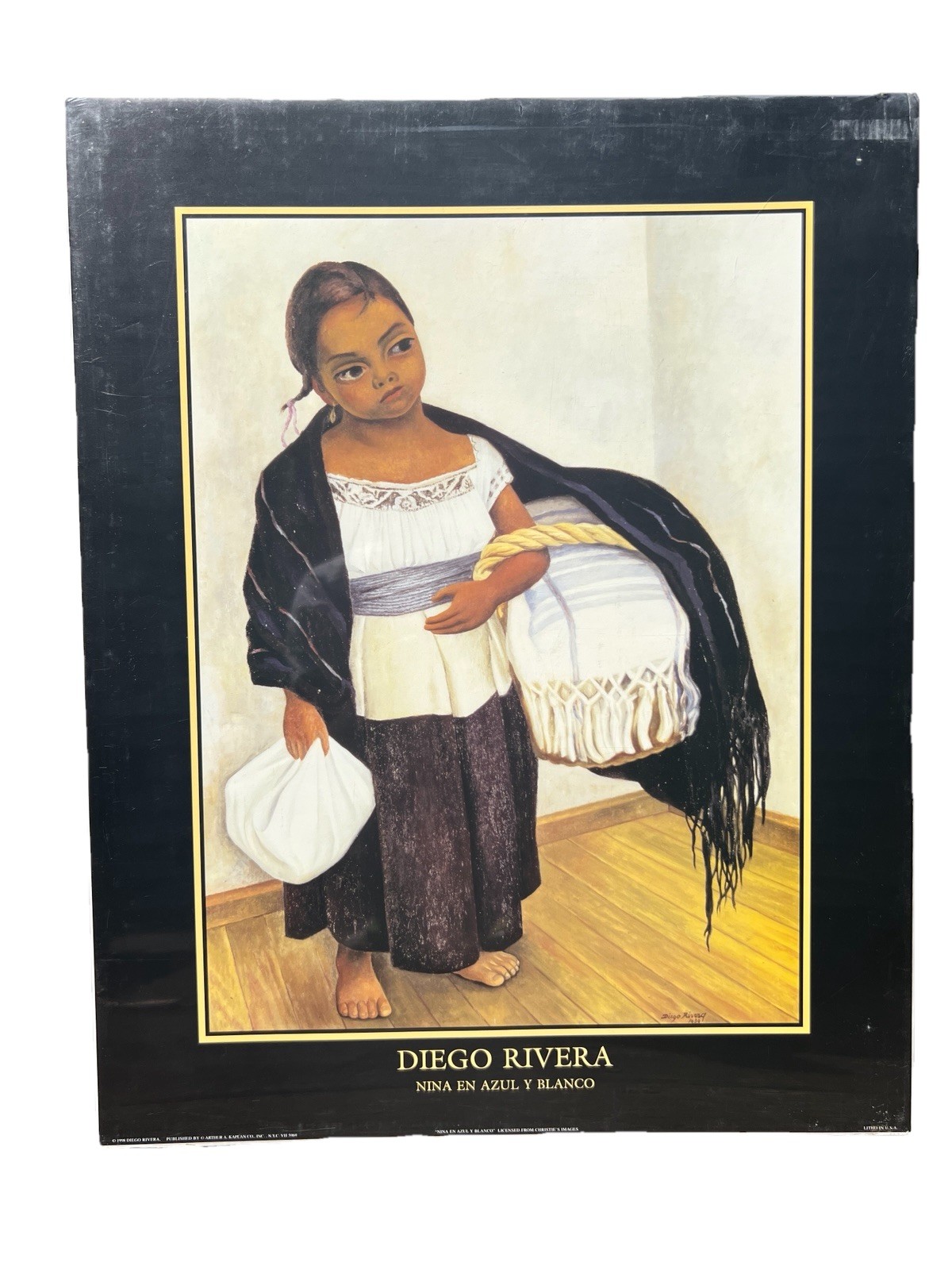 Diego Rivera 1998 Nina En Azul Y Blanco Litho USA Art Print VTG Decor|Size:16X20