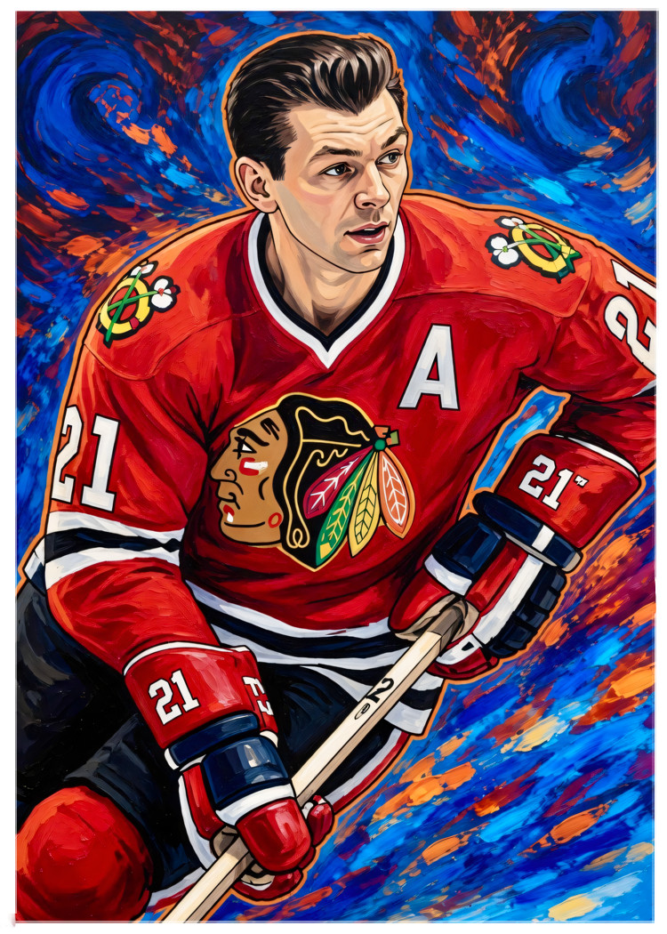 STAN MIKITA * Chicago Blackhawks * HOCKEY * Illustrated Art Card * ATC ACEO