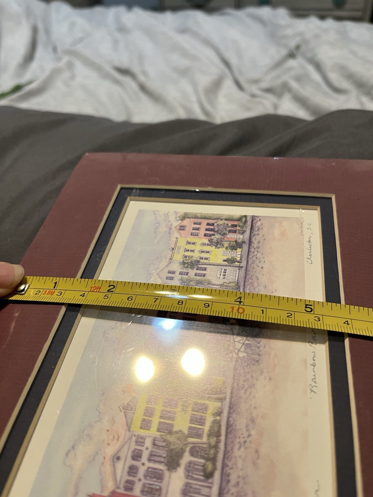 Jeanie Drucker signed “Rainbow Row” Art Print Matted Charleston SC 6” x 4”