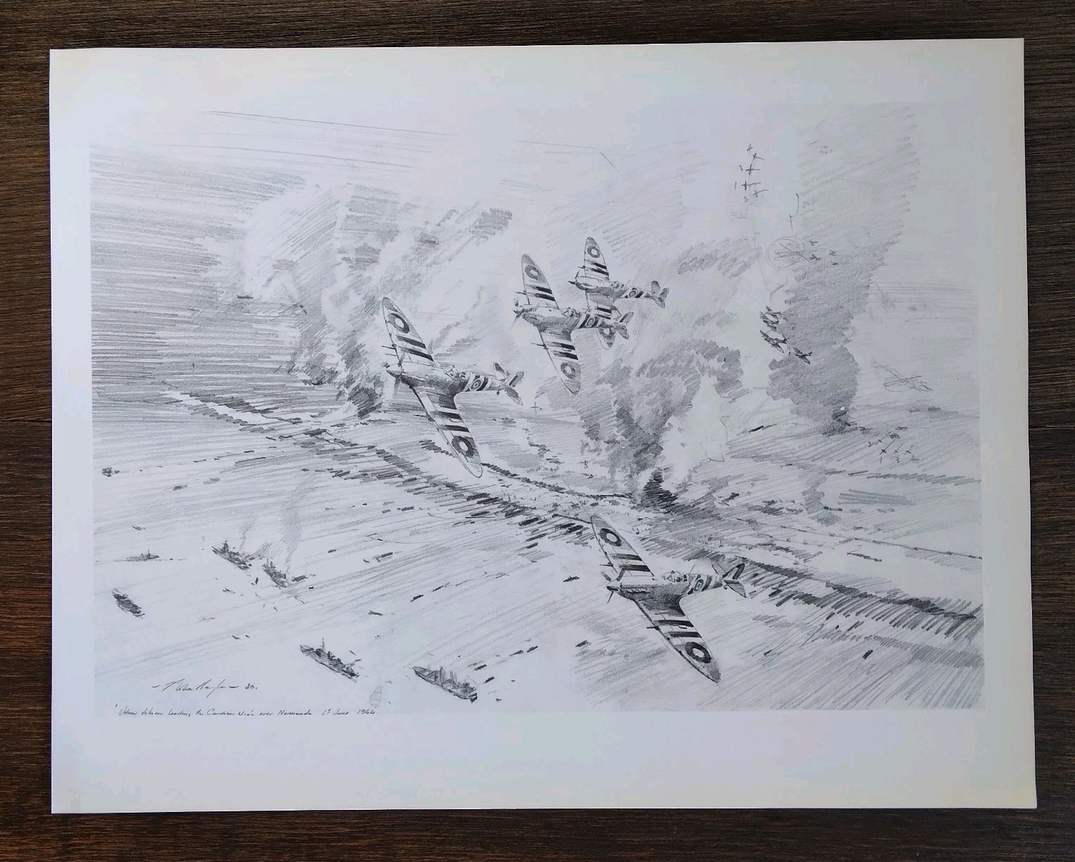 Vtg Robert Taylor Aviation Sketch Art Canadian Wing Print Book Plate