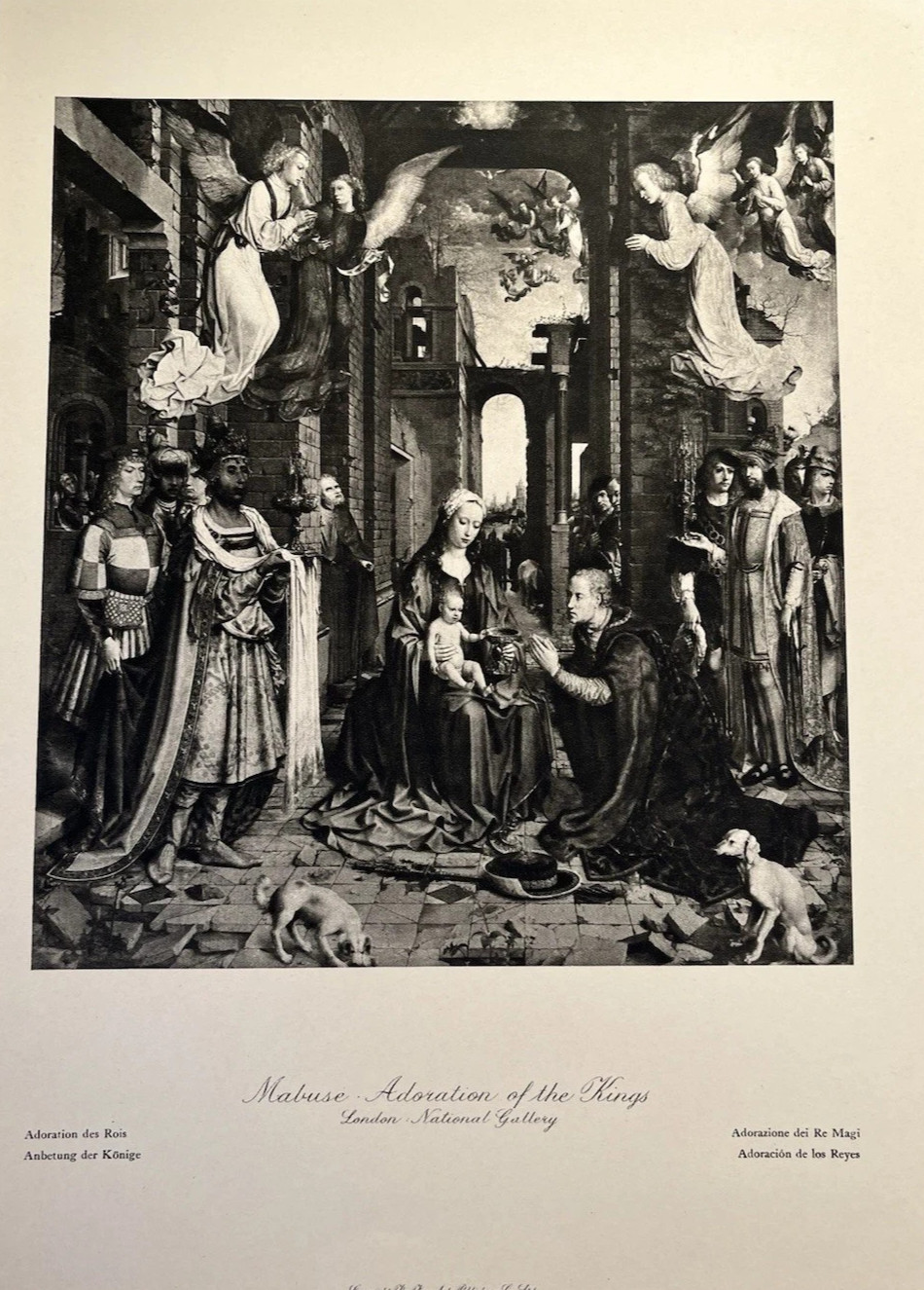Antique 1910 Fine Art Print Jan Gossaert Mabuse Adoration of the Kings Nativity