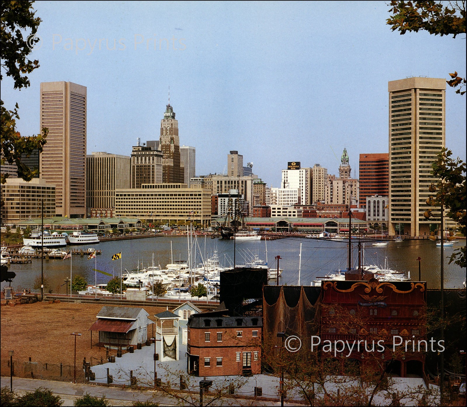 1985 Vintage Print Baltimore Maryland Inner Harbor General Sam Smith Park Lake