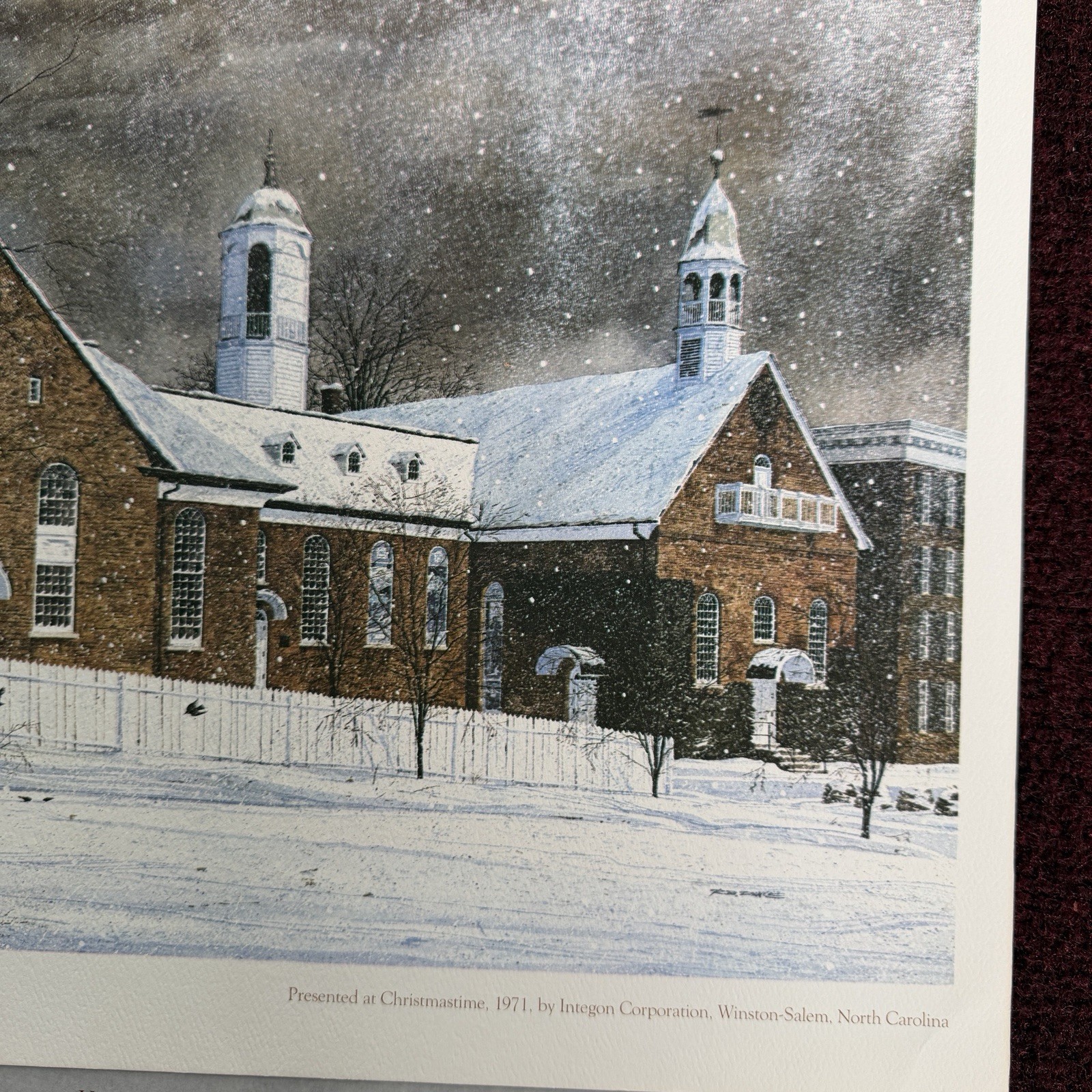 1971 Home Moravian Church Winston-Salem North Carolina NC Painting Print Integon