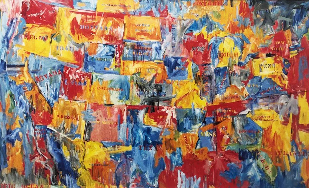 Jasper Johns “Map” FRAMED Iconic Pop Art 1961 Abstract Expressionism USA America