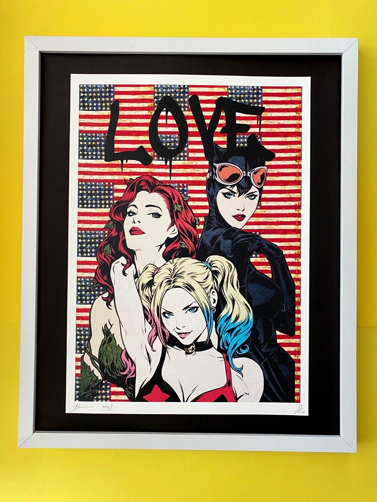 Death NYC Large Framed 16x20in Pop Art Certified Graffiti Gotham City Sirens #