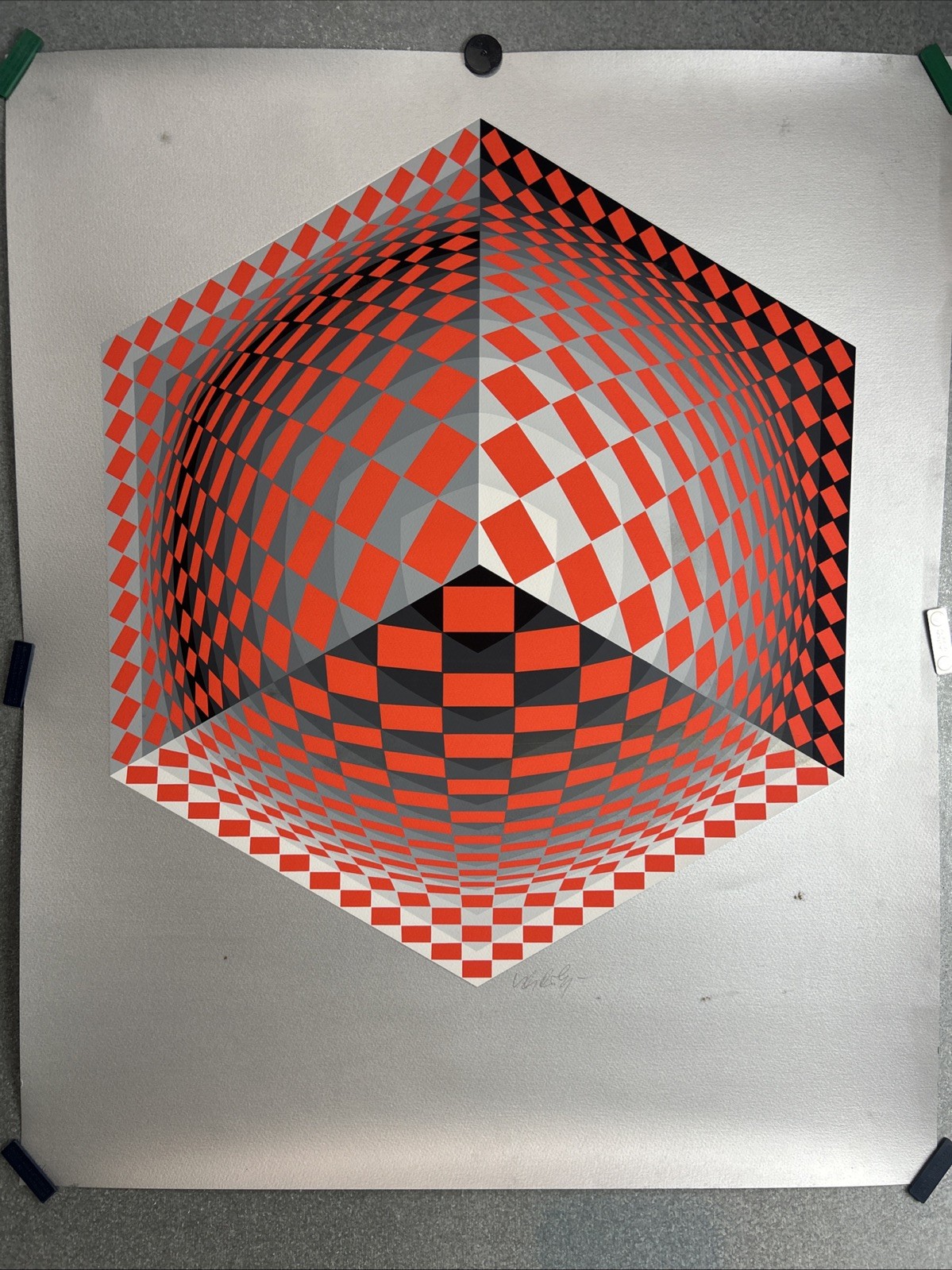 “Mertan” Screenprint (serigraph) in colors by Victor Vasarely “Op Art” Signed
