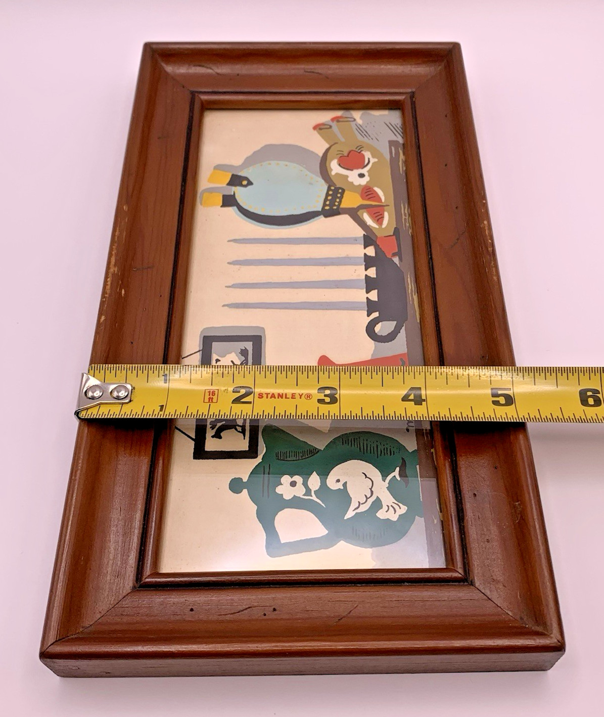 Vintage Set of 4 Margo Alexander Kitchen Wall Art Prints Wood Framed 9.5″x5″ MCM