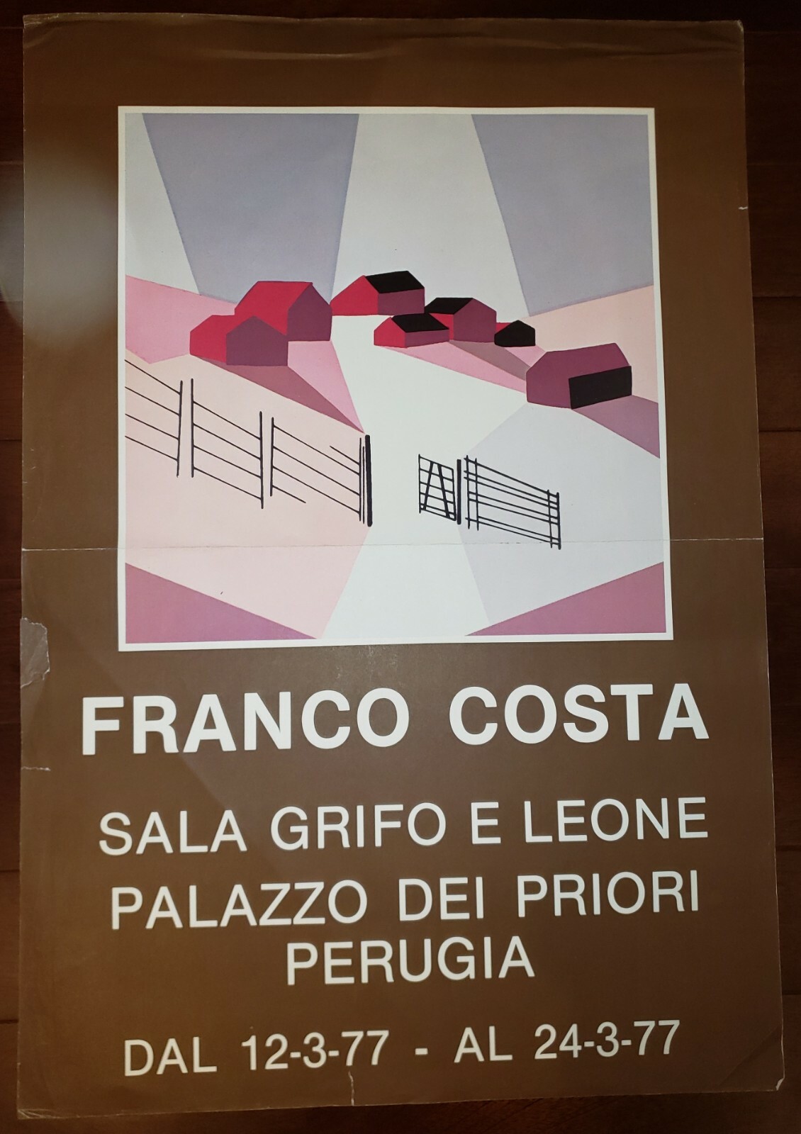 ART POSTER~Franco Costa 1977 Palazzo dei Priori Perugia Historic Building Italy~