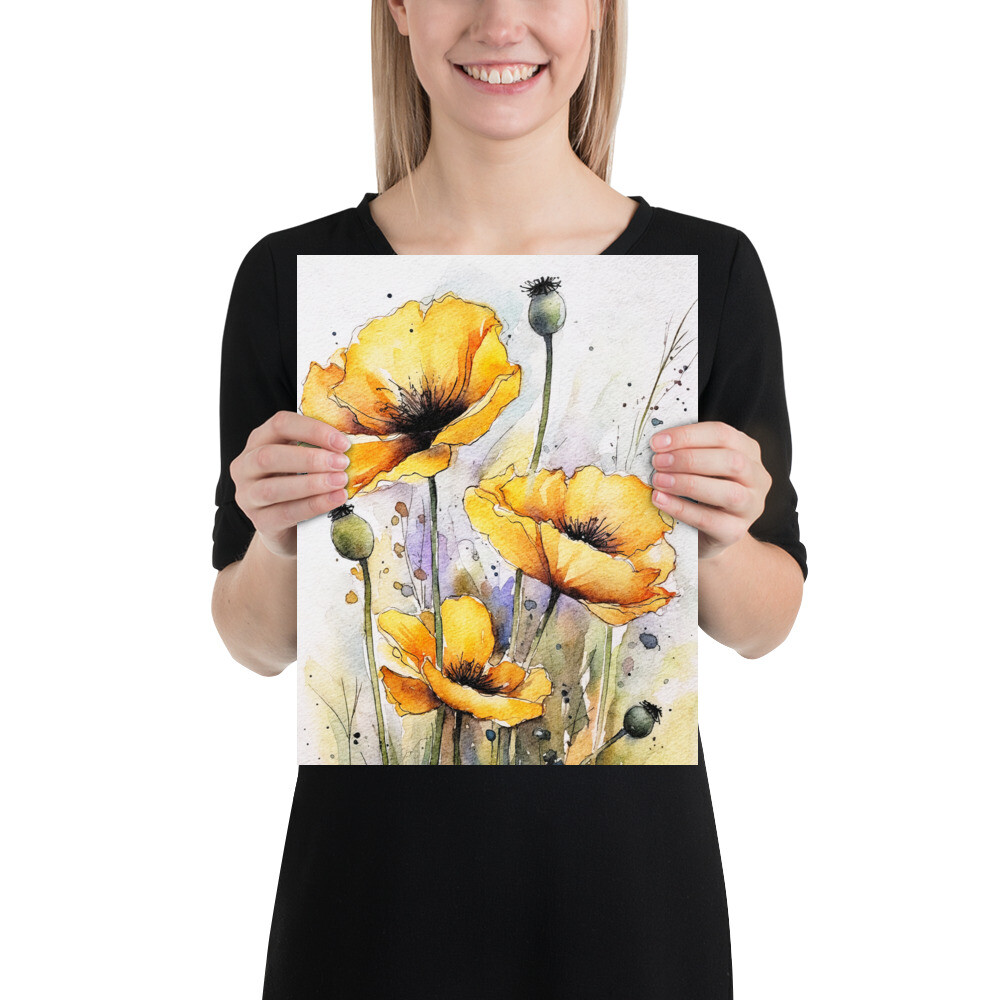 Poppies Watercolor Painting Print High Quality choose sizes