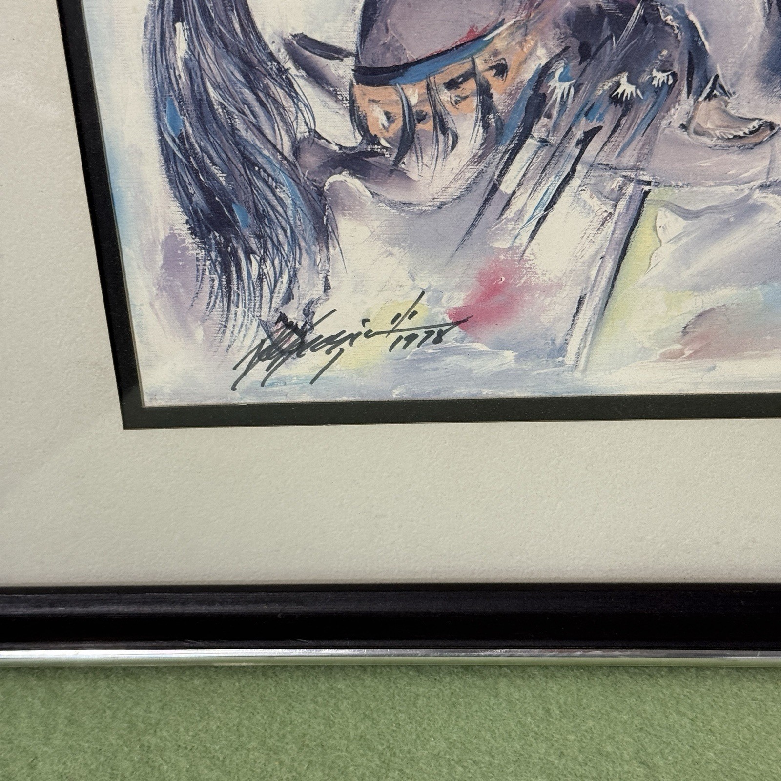 Vintage Ted DeGrazia 1970s Framed Matted Art Print Signed 21×17 Rare See Pics