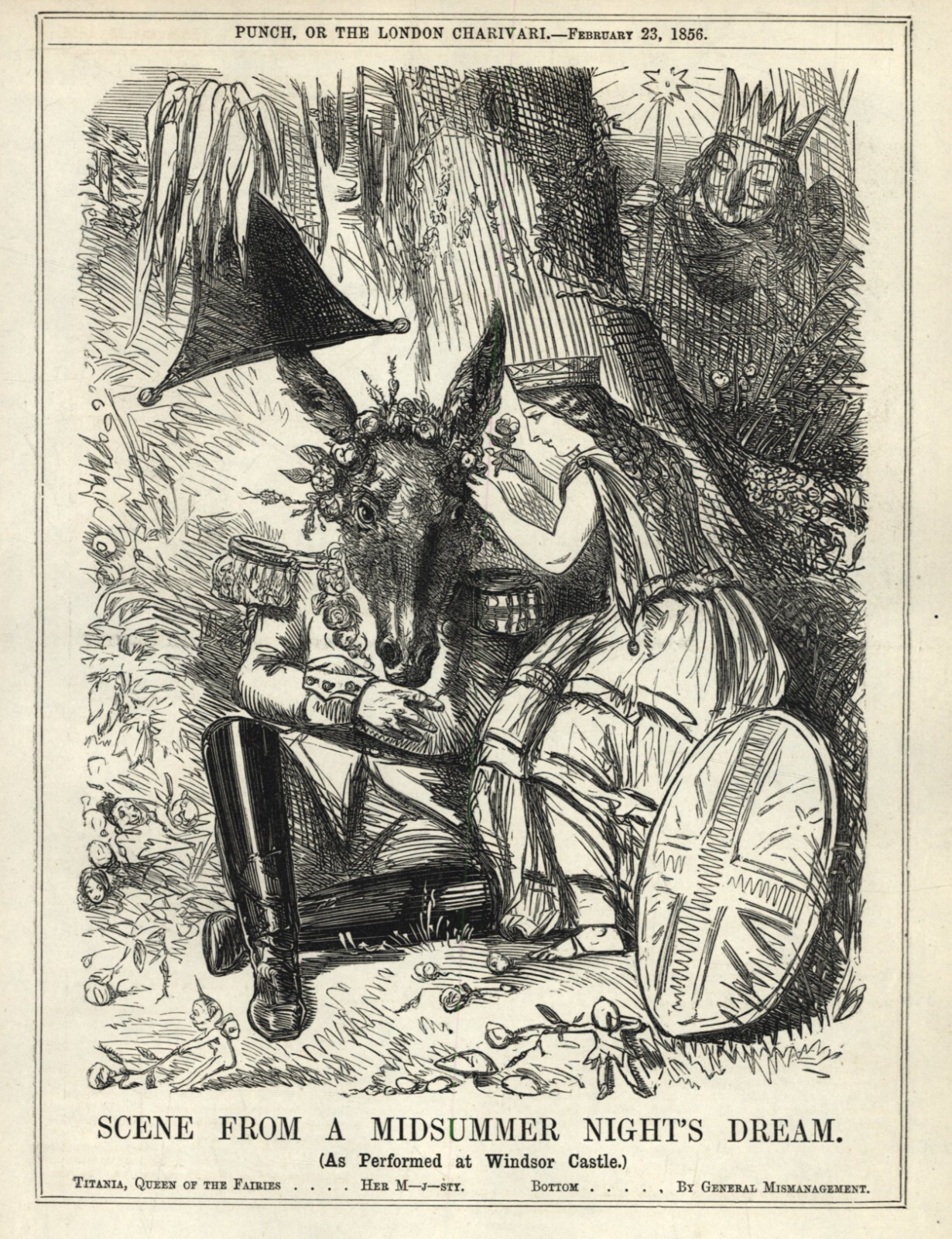 RARE 1856 British Cartoon MIDSUMMER NIGHT’S DREAM – Victoria Cross – CRIMEAN WAR