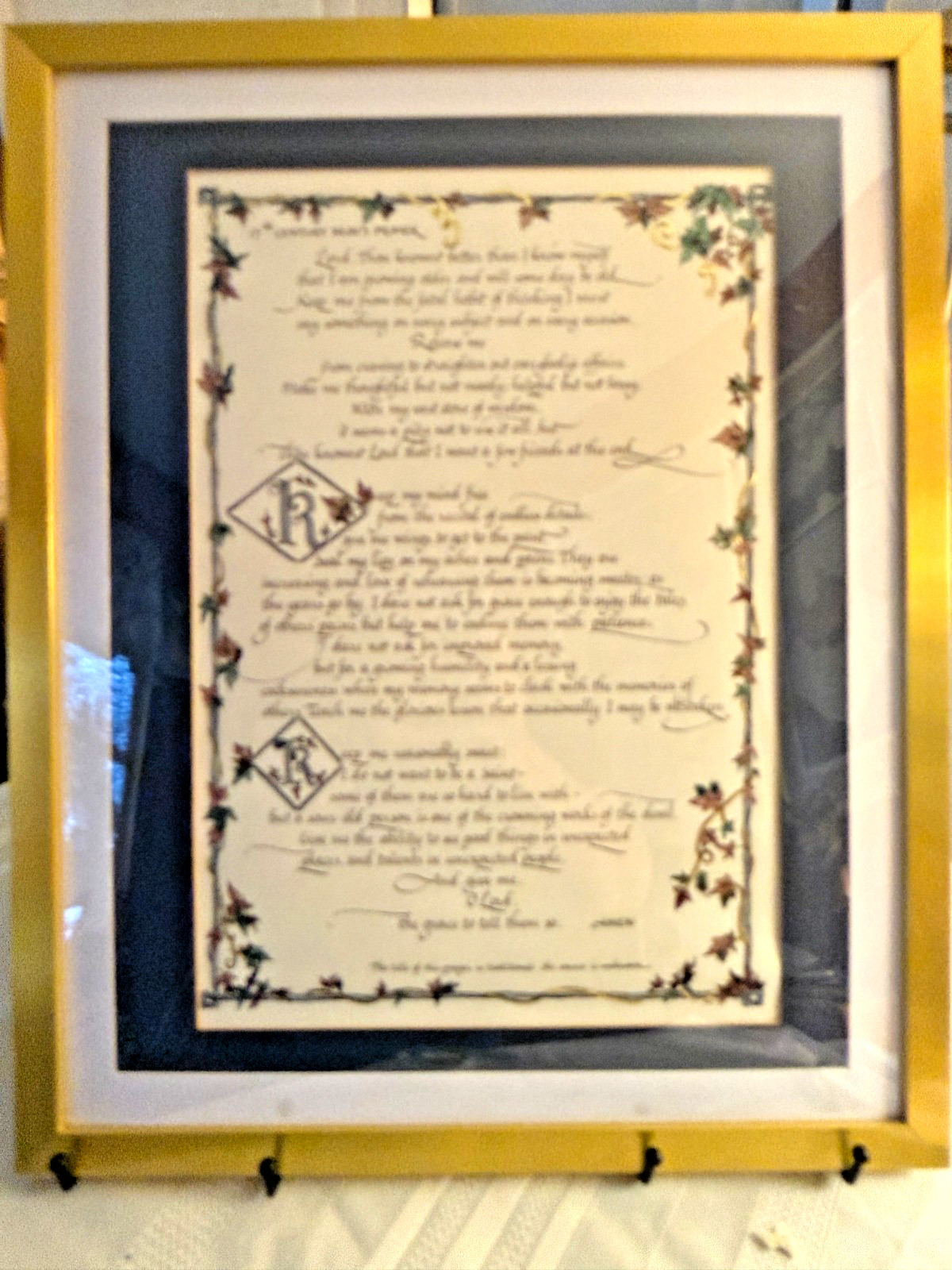 Quaint but True: 17th Century Nun’s Prayer; Matted w/ New Frame, Plexiglas.