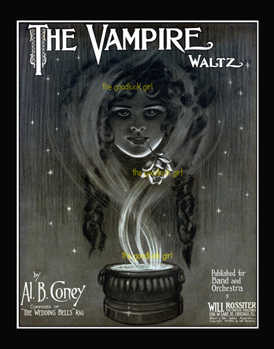 5×7 THE VAMPIRE Vintage 1911 Halloween goth witch sheet music Art print