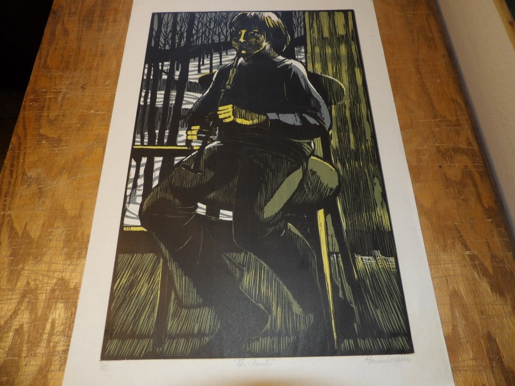 Hanne Greaver “The Chanter” LIMITED EDITION COLOR WOODCUT LAKESIDE STUDIO 1972