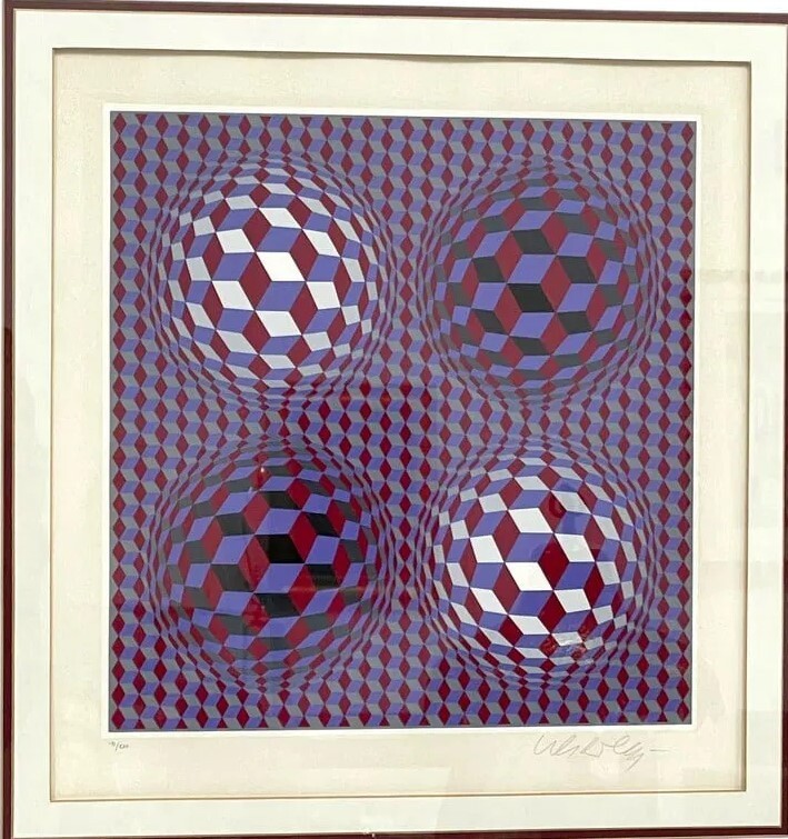Victor Vasarely (1906-1997) Geometric Image HAND SIGNED in Pencil C.1970
